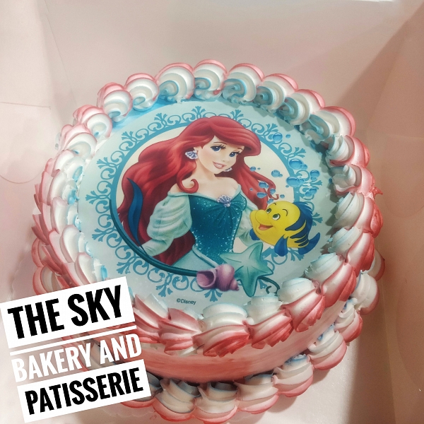 C014 -  Small Round Colourful Cake with Little Mermaid