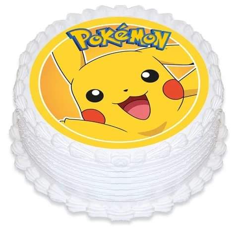 White Cake with Pokemon Picture