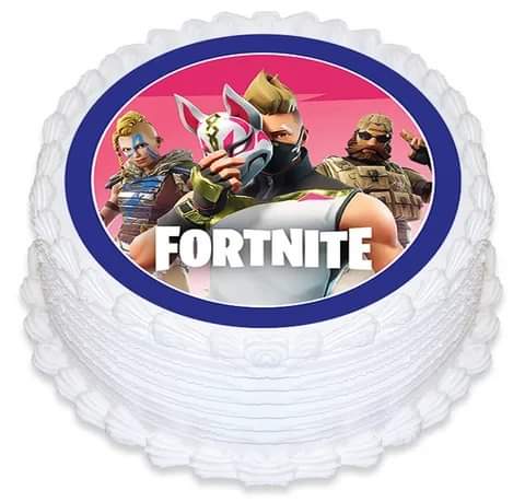 White Cake with Fortnite Picture