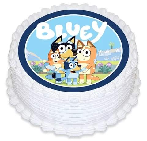 White Cake with Bluey Picture