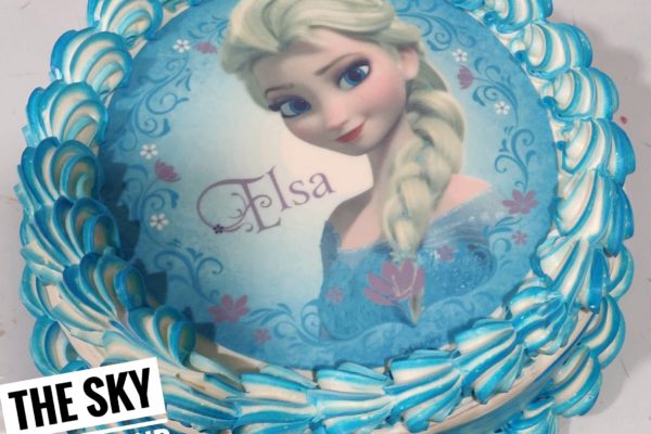 C015 - Small Round Colourful Cake with Elsa Frozen