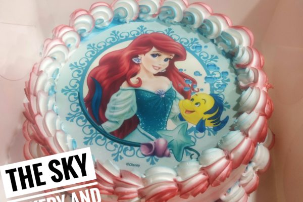 C014 -  Small Round Colourful Cake with Little Mermaid