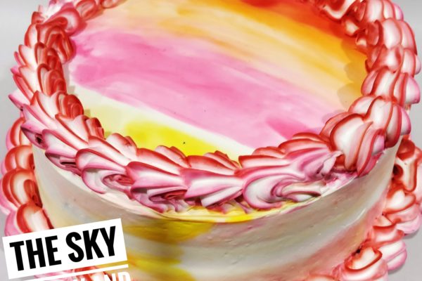 C003 - Small round Colorful Birthday Cake [Red-Pink-Yellow]