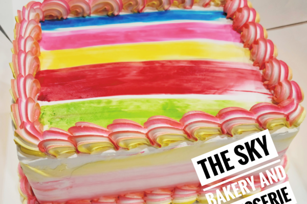 CR2 - Small rectangular Rainbow colouful cake