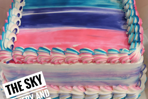 CR1 - Small rectangular Blue-Purple-Pink colouful cake