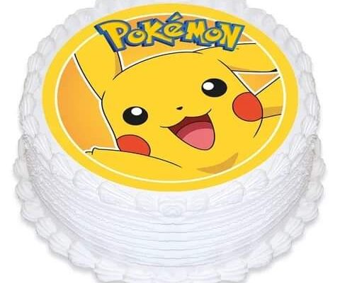 White Cake with Pokemon Picture