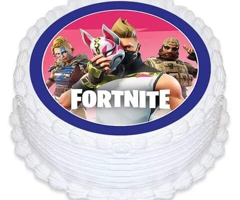 White Cake with Fortnite Picture