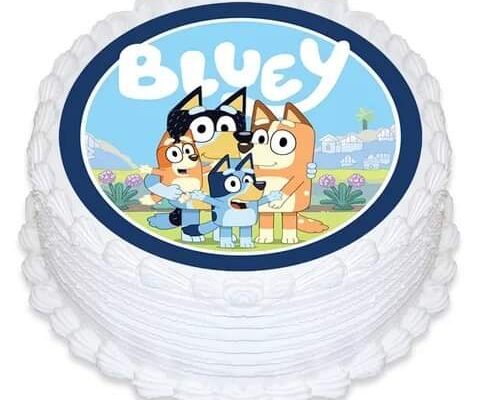 White Cake with Bluey Picture